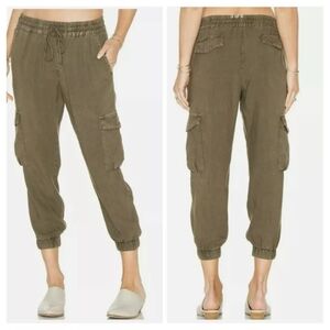 Olive Green Cloth & Stone Cropped Cargo 100% Tencel Lyocell Pull on Pants S